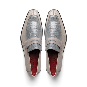 Marco Di Milano Fangio Ostrich Penny Loafers Gray
