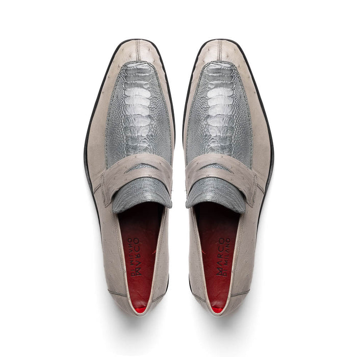 Marco Di Milano Fangio Ostrich Penny Loafers Gray