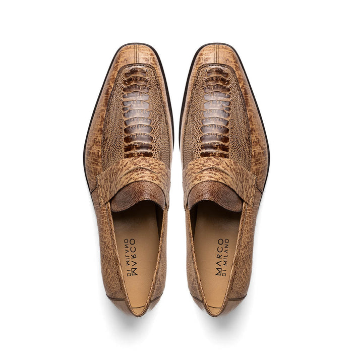 Marco Di Milano Fangio Ostrich Penny Loafers Rust Orix