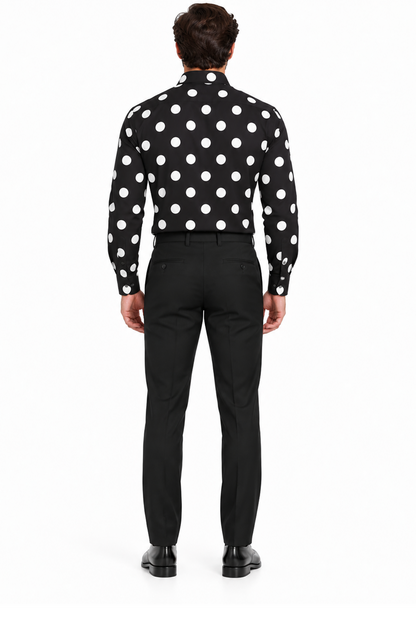 Fashionable Cotton Polka Dots Design Multi-Color Men's Dress Shirt With Tie