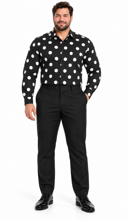 Fashionable Cotton Polka Dots Design Multi-Color Men's Dress Shirt With Tie