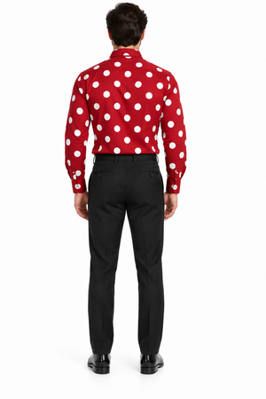 Fashionable Cotton Polka Dots Design Multi-Color Men's Dress Shirt With Tie