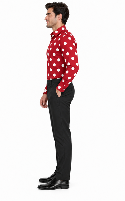 Fashionable Cotton Polka Dots Design Multi-Color Men's Dress Shirt With Tie