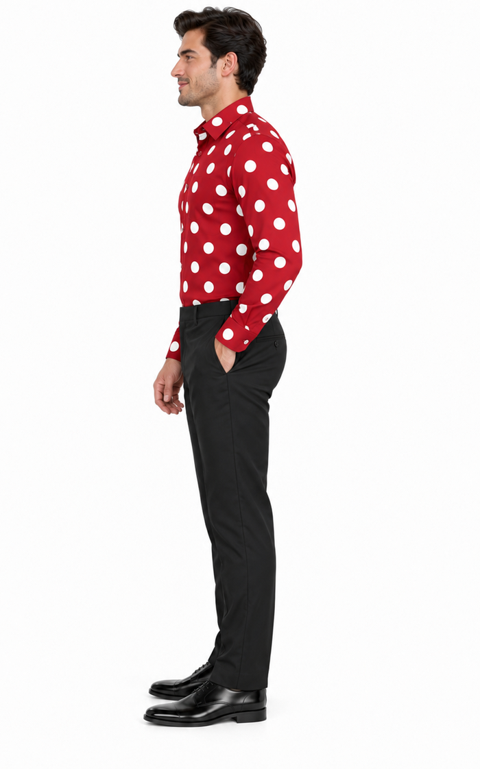 Fashionable Cotton Polka Dots Design Multi-Color Men's Dress Shirt With Tie