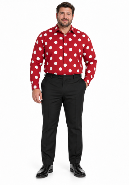 Fashionable Cotton Polka Dots Design Multi-Color Men's Dress Shirt With Tie