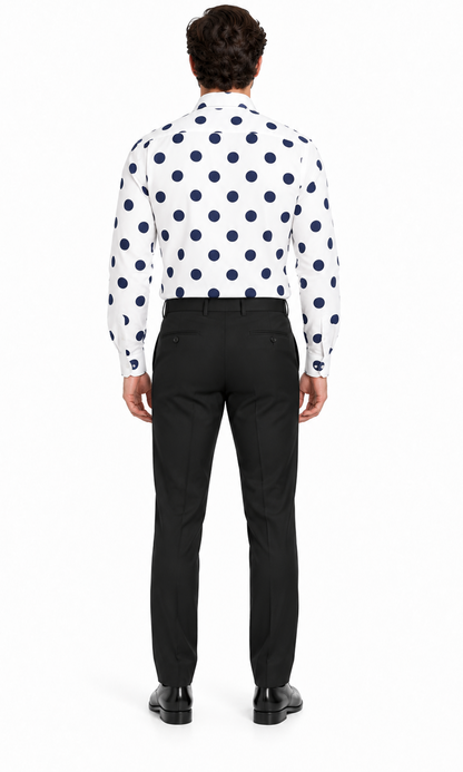 Fashionable Cotton Polka Dots Design Multi-Color Men's Dress Shirt With Tie