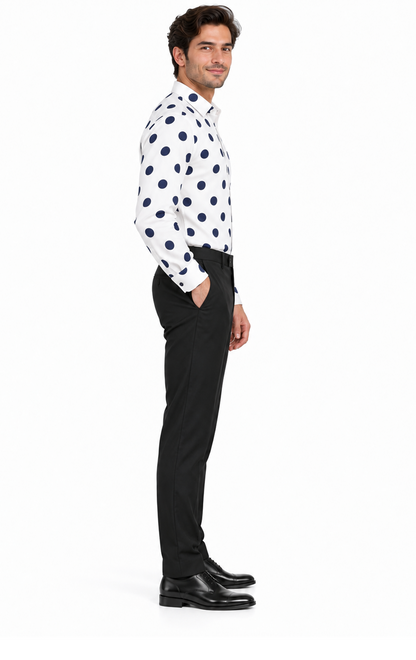 Fashionable Cotton Polka Dots Design Multi-Color Men's Dress Shirt With Tie