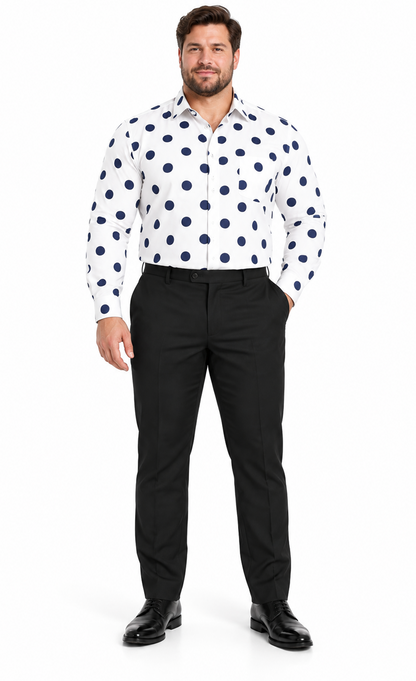 Fashionable Cotton Polka Dots Design Multi-Color Men's Dress Shirt With Tie