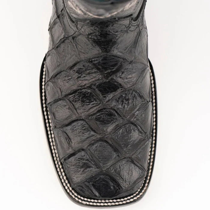 Ferrini Bronco Men's Print Pirarucu Fish Boots Handcrafted Black 4339304