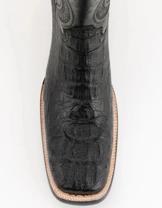Ferrini Men's Dakota Hornback Caiman Western Boots - Square Toe Handcrafted Black