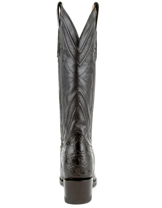 Ferrini Men's Print Alligator R-Toe Western Boots - Black, Handcrafted Leather, Size 12 D