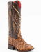 Ferrini Women's Bronco Square Toe Boots Pirarucu Fish Print - Cognac