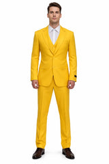 FESTIVE Colorful Alberto Nardoni Men'S Vested 3 Piece Suit Yellow