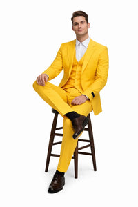 FESTIVE Colorful Alberto Nardoni Men'S Vested 3 Piece Suit Yellow - Image 3