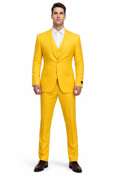 FESTIVE Colorful Alberto Nardoni Men'S Vested 3 Piece Suit Yellow - Image 8