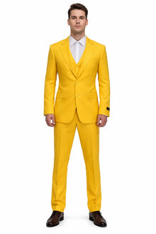 FESTIVE Colorful Alberto Nardoni Men'S Vested 3 Piece Suit Yellow