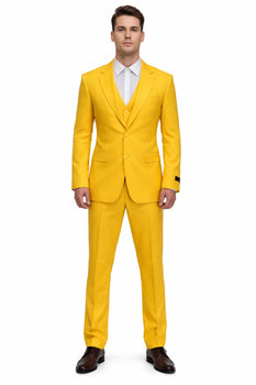 FESTIVE Colorful Alberto Nardoni Men'S Vested 3 Piece Suit Yellow