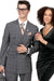 EJ Samuel Charcoal Grey Windowpane Plaid Double Breasted Pleated Pantsuit
