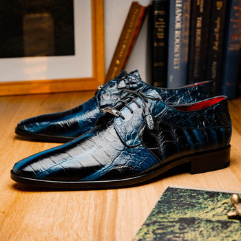 Marco Di Milano Fitipaldi: Rustic Navy Leather Loafers