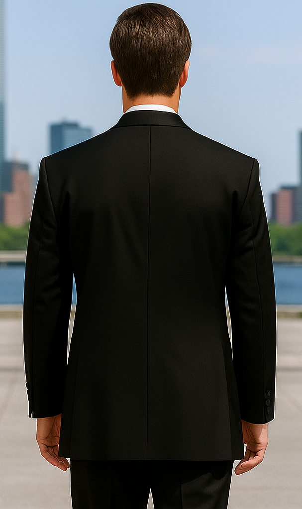 Fitted Slim Fitc Cut Illusion Tuxedo Black Slim Fit Black Tuxedo - Skinny Fit Tuxedo - Image 3