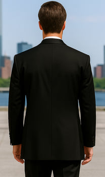 Fitted Slim Fitc Cut Illusion Tuxedo Black Slim Fit Black Tuxedo - Skinny Fit Tuxedo - Image 3