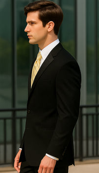 Fitted Slim Fitc Cut Illusion Tuxedo Black Slim Fit Black Tuxedo - Skinny Fit Tuxedo - Image 4