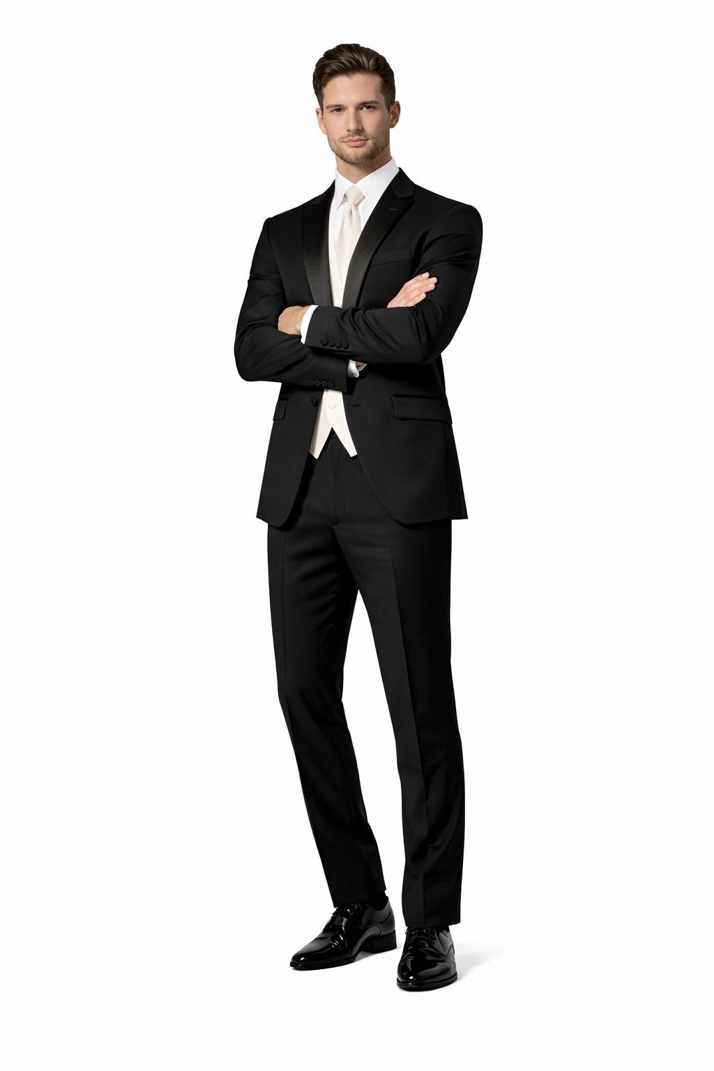 Fitted Slim Fitc Cut Traditional Black Best Designer One Button Black Tuxedo Suit For Men Slim Fit Black Tuxedo - Skinny Fit Tuxedo - Image 5