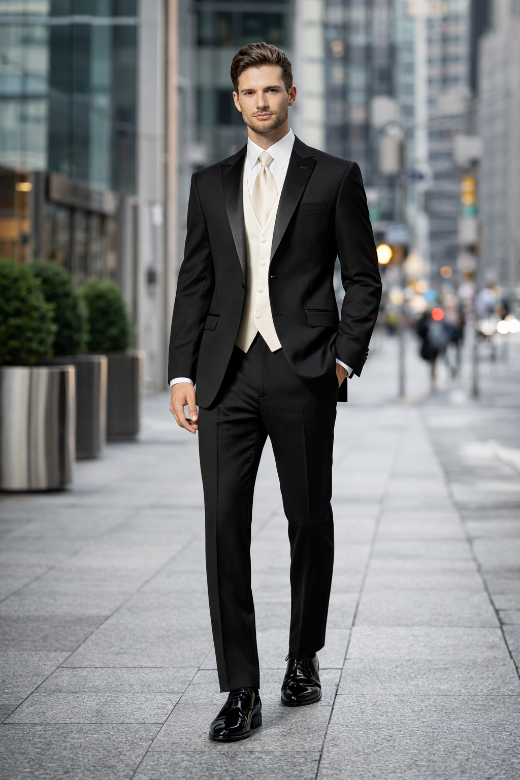 Fitted Slim Fitc Cut Traditional Black Best Designer One Button Black Tuxedo Suit For Men Slim Fit Black Tuxedo - Skinny Fit Tuxedo - Image 6