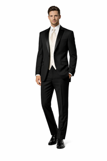 Fitted Slim Fitc Cut Traditional Black Best Designer One Button Black Tuxedo Suit For Men Slim Fit Black Tuxedo - Skinny Fit Tuxedo