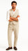Five Button Besom pocket Men's Tan Chambray Slim Fit Suit Separates Vest