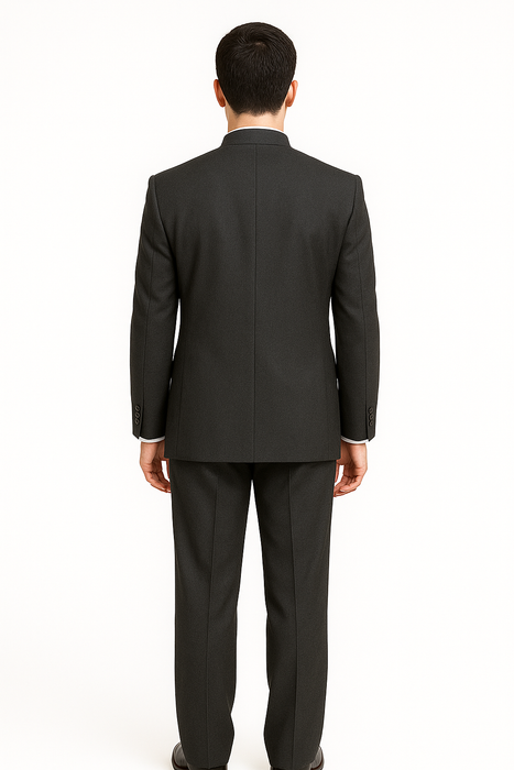 Men's Suit Mandarin Collar Black Pinstripe 5 Button Chinese Nehru Banded Collar Style Three Piece Low Priced Fashion Outfits Suits