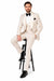 Men One Button Floral All Champagne Tuxedo – 3 Piece