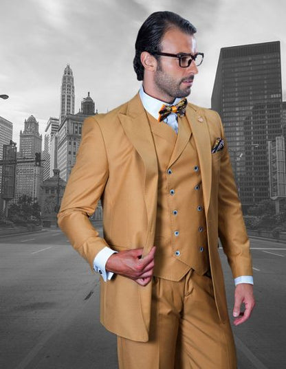 Statement Men's 100% Wool Suit - Unique Double Breasted Vest