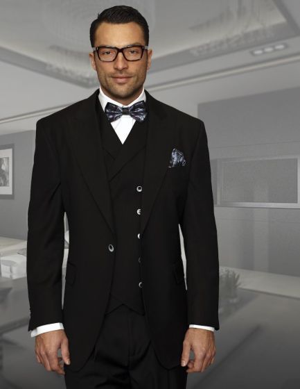 Statement Men's 100% Wool Suit - Unique Double Breasted Vest  Modern Fit