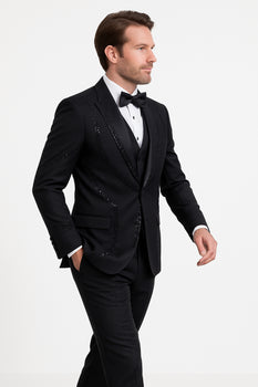 Black Italian Wool 3-Piece Modern Fit Tuxedo - Image 5