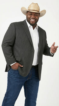 Mens Black Pinstripe Western Blazer – Classic Cowboy Style Jacket for Business, Formal and Smart Casual Wear