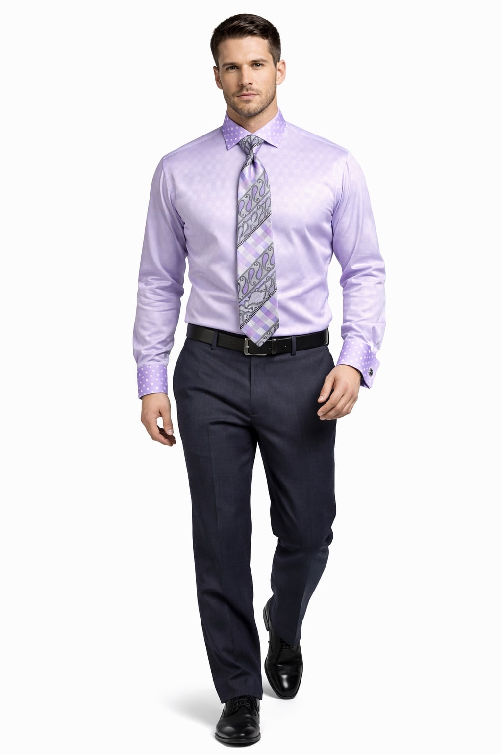 Polka Dot Dress Shirt - Lavender