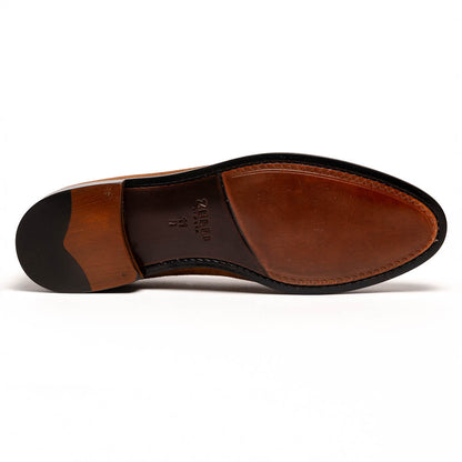 Zelli Franco Suede Tassel Loafers with Classic Apron Toe in Tobacco