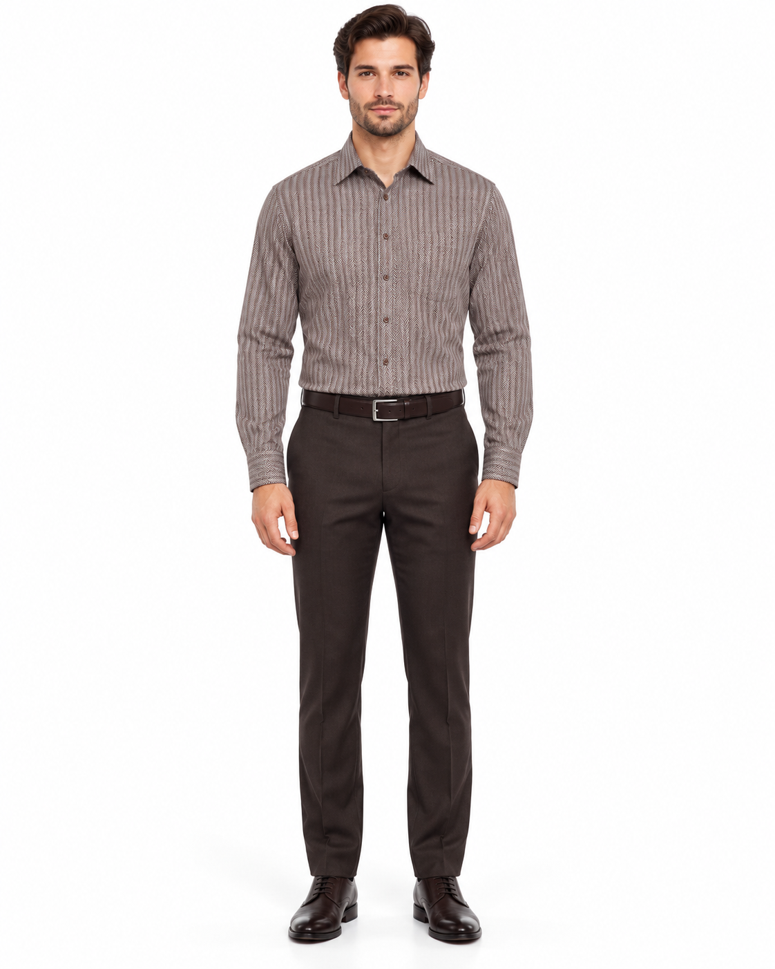 20 Inch Neck Dress Shirts In Dark Brown