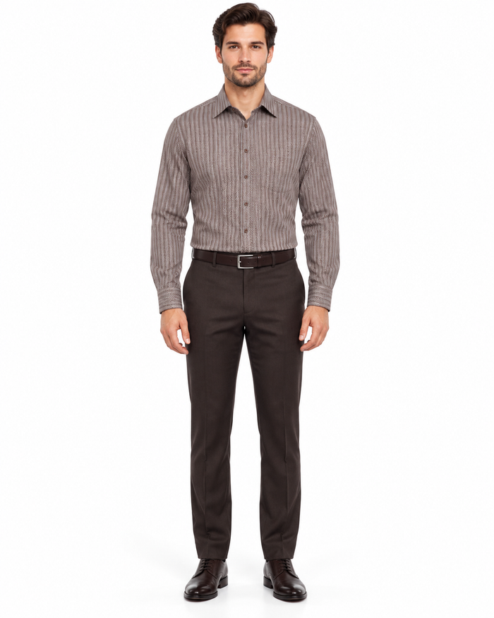 20 Inch Neck Dress Shirts In Dark Brown