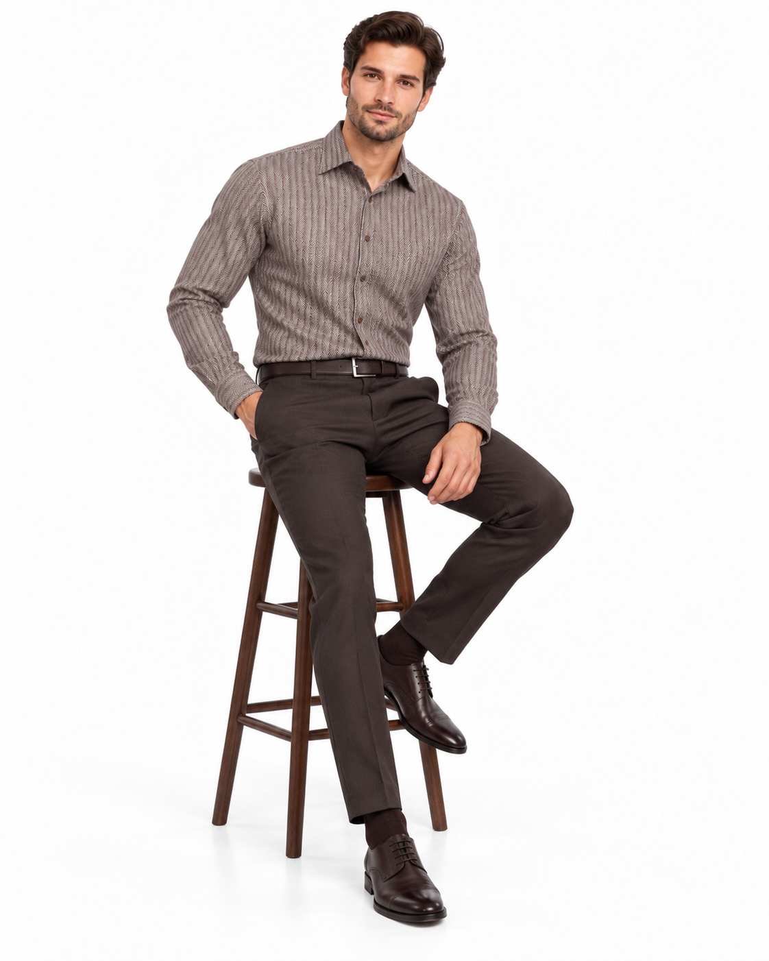 20 Inch Neck Dress Shirts In Dark Brown
