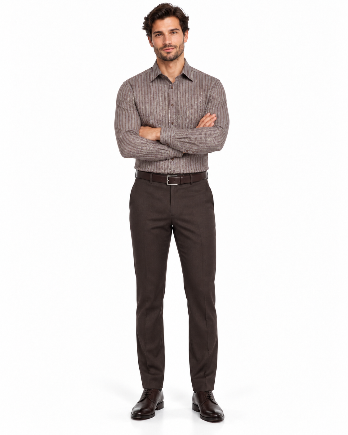 20 Inch Neck Dress Shirts In Dark Brown