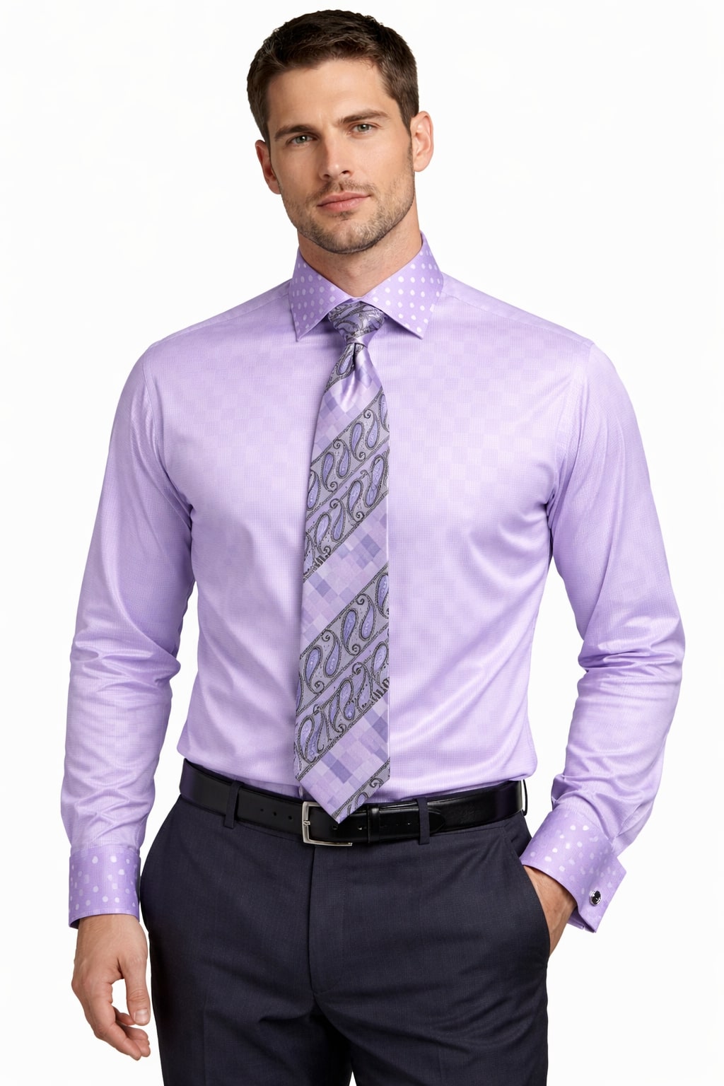 Polka Dot Dress Shirt - Lavender