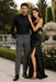 Solid Banded French Cuff Dress Mandarin Collarless Preacher Round Style Black Men's Dress Shirt