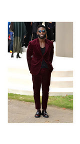 Men's Burgundy ~ Wine ~ Maroon Suit  Corduroy Suit 2 Button Style + Jacket Sport coat + Pants Burgundy Suit