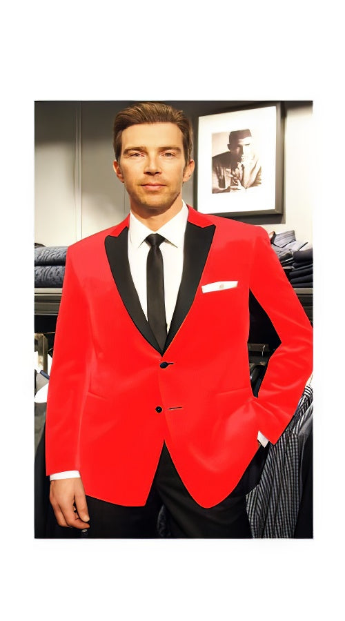 Velvet Blazer - Mens Velvet Jacket Velvet Velour Cheap Priced For Men Formal Tuxedo Jacket Sport Coat Two Tone Trimming Notch Collar  - Red Tuxedo