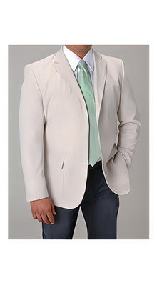Summer Light Wright Sport Coat Khaki ~ Tan ~ Beige Seersucker Sear Sucker Suit