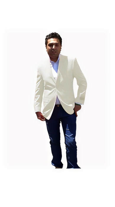 Stage Party Bright Men'S Sport Coat / Dinner Jacket Blazer Vented Off White