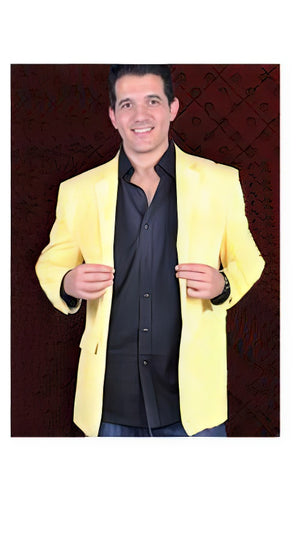 Men's Cotton/Rayon 2 Button Sport Coat  Side Vents Yellow