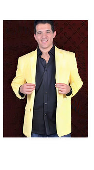 Men's Cotton/Rayon 2 Button Sport Coat  Side Vents Yellow